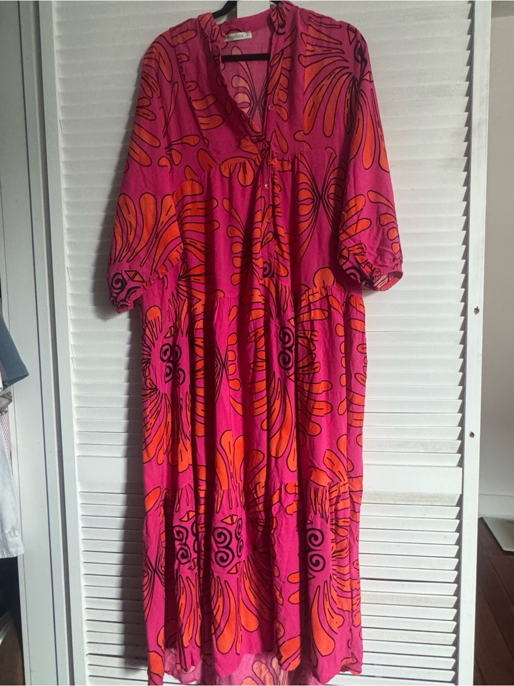 Bright Pink & Orange Floral Maxi Dress - Women
